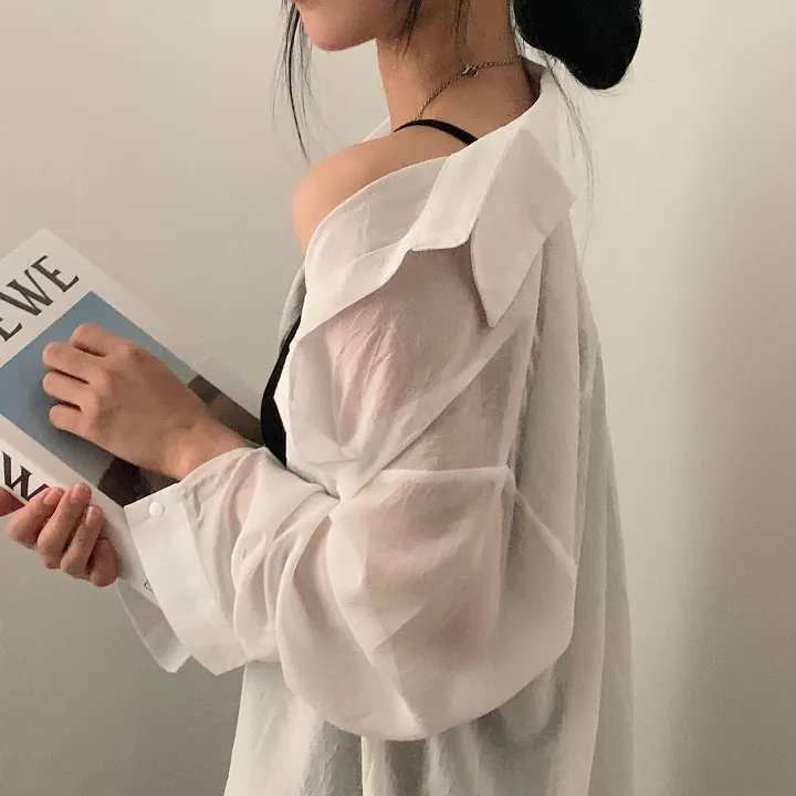 [베스트재진행] 남심저격, 시스루 루즈핏 셔츠;4col 상세 이미지 20