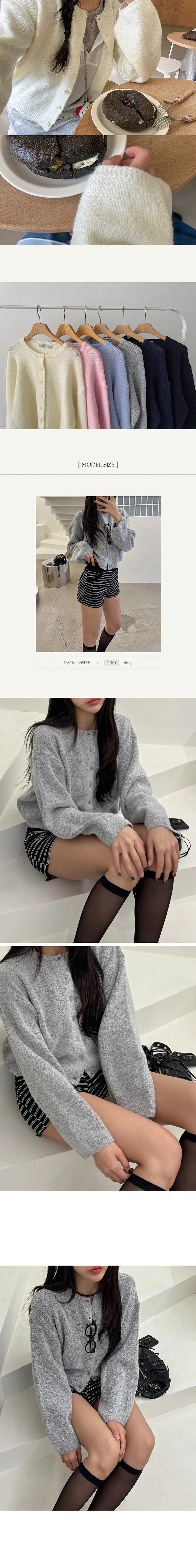 [봄신상/폭닥폭닥]버터링 루즈핏 라운드 크롭 니트 가디건 상세 이미지 4