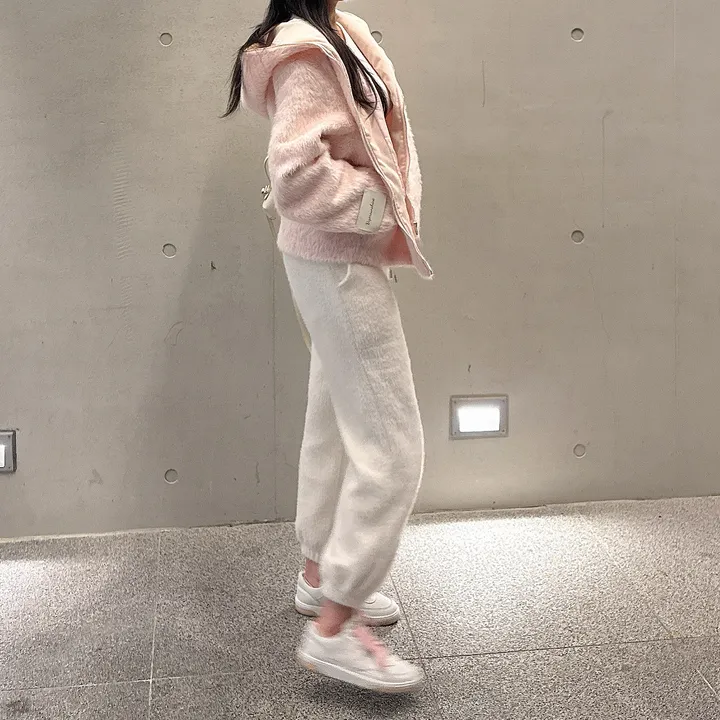[러블리⛄/털빠짐X] 핑키 딸기우유 소프트 후드 퍼 뽀글이 앙고라 코트 집업 자켓 상세 이미지 27