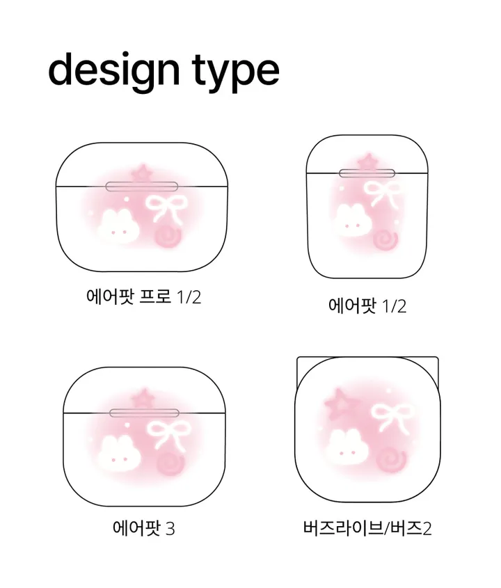 🍥🎀 Y2K 토끼 에어팟 프로 버즈 라이브 플러스 이어폰 하드 케이스 상세 이미지 7