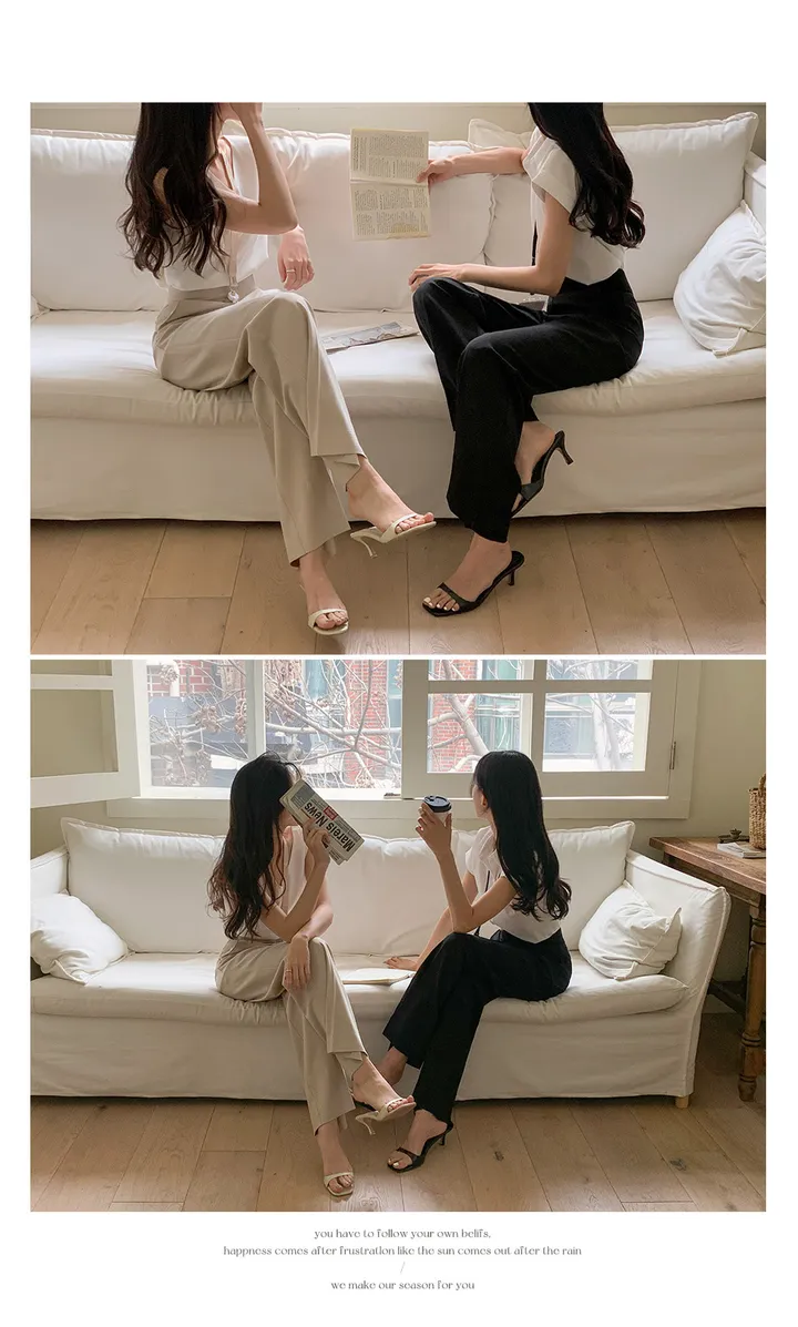 [1만장돌파][BEST OF BEST🖤/개미허리🐜/구김X 답답함X][자체제작] 썸머 쥔장추천 린넨라이크 극강하이 와이드 팬츠 [2Types기본/롱(+5cm)] 상세 이미지 32