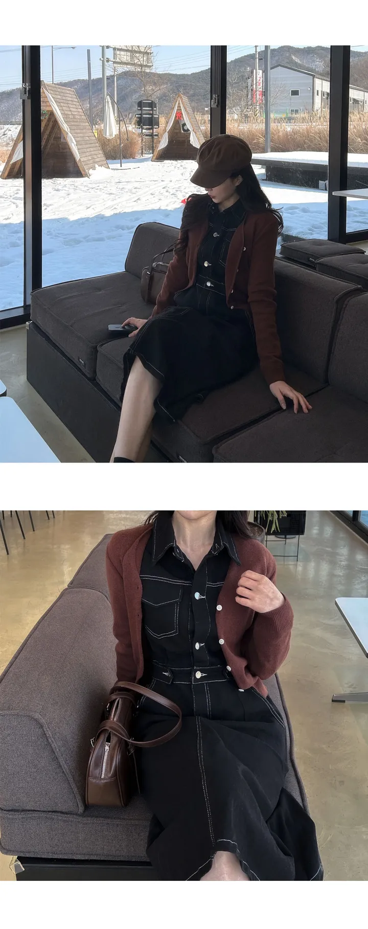 [허리잘록/묶음할인] 데일리 컬러 브이넥 니트 가디건 8color 기본템 레이어드 cd 상세 이미지 14