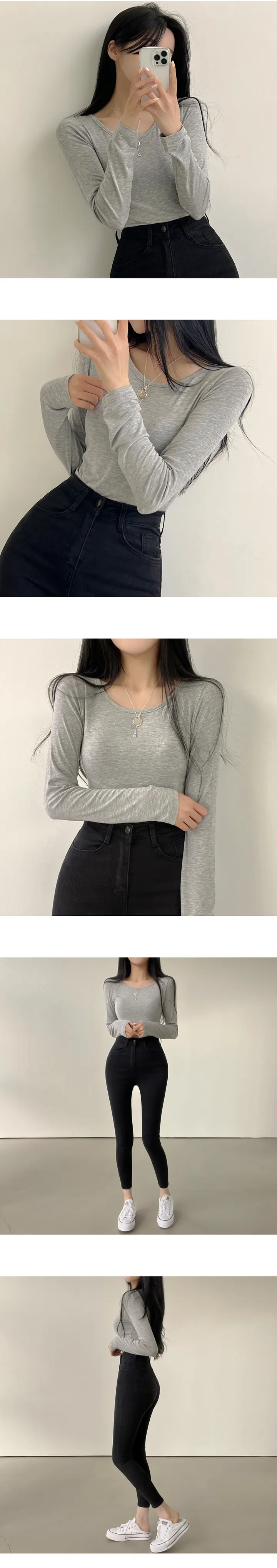 [필수템/기본티종결!] 색감맛집, 데일리 유넥 무지 긴팔티셔츠 (9color) 상세 이미지 9