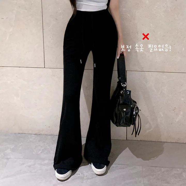*롱기장*[골넓핏❣/롱다리핏!] 보정템 트임 트레이닝 부츠컷팬츠 롱팬츠 키큰녀 허리밴딩 옆트임 꾸안꾸 몸매보정핏 골반업 데일리 휘뚤마뚤 상세 이미지 7