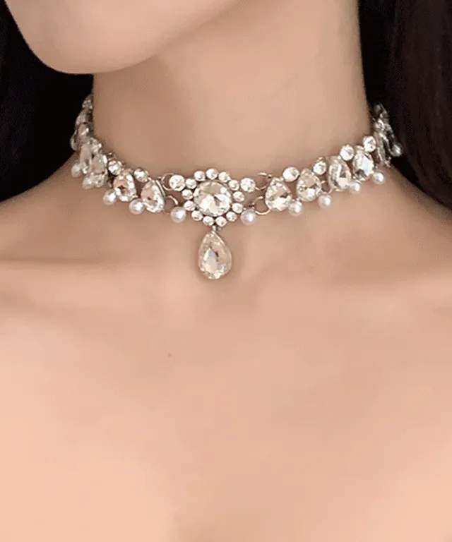 🚀당일출고🚀반짝거림최고✨진주크리스탈보석초커 반짝반짝✨포인트로 최고!