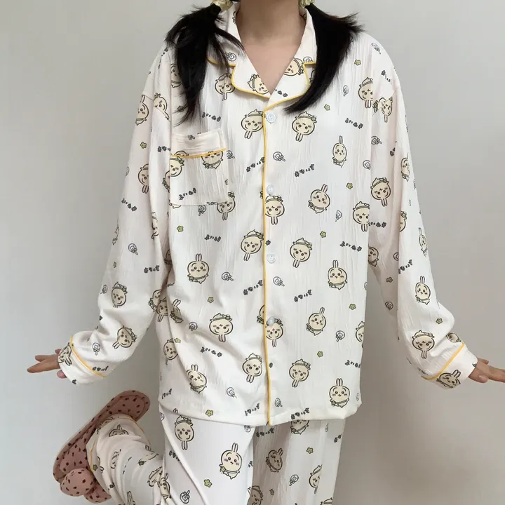 [신상💛] 먼작귀 우사기 요루 집순이 생일선물 긴팔 긴바지 잠옷 파자마 홈웨어 세트 상세 이미지 2