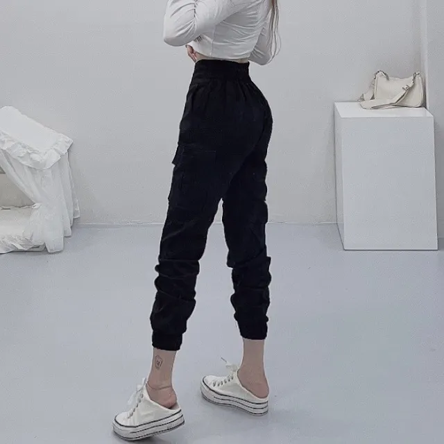 *당일배송!*[핏보장/단독제작]투버튼 올데이 사계절 하이웨스트 뒷밴딩 카고포켓 슬림 조거팬츠 상세 이미지 11