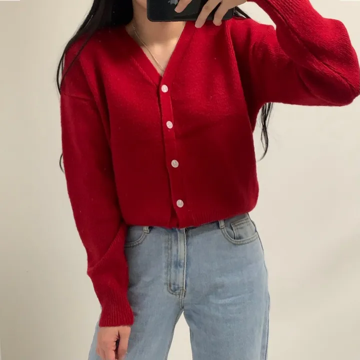 [7컬러/도톰해요!] 촘촘한 짜임의 데일리 브이넥 니트 가디건 상세 이미지 6