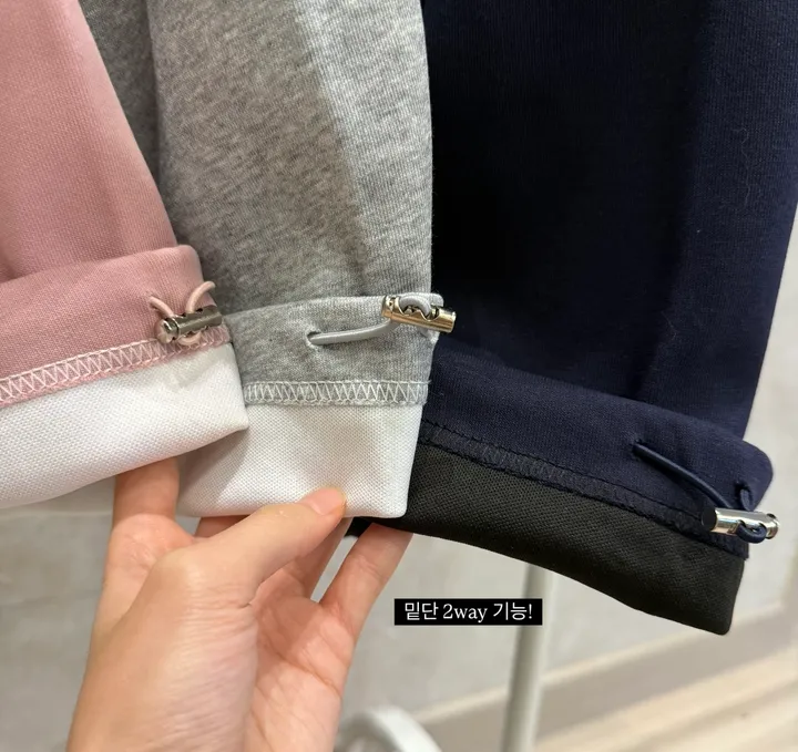 *2way [주머니배색 포인트!] 패트 배색 밴딩 힙 와이드 롱 트레이닝팬츠 롱팬츠 - 4color 상세 이미지 4