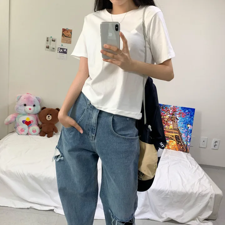 [활용도200%] 베이직 루즈핏 무지 이너 레이어드 기본 반팔티 (4col) 상세 이미지 6