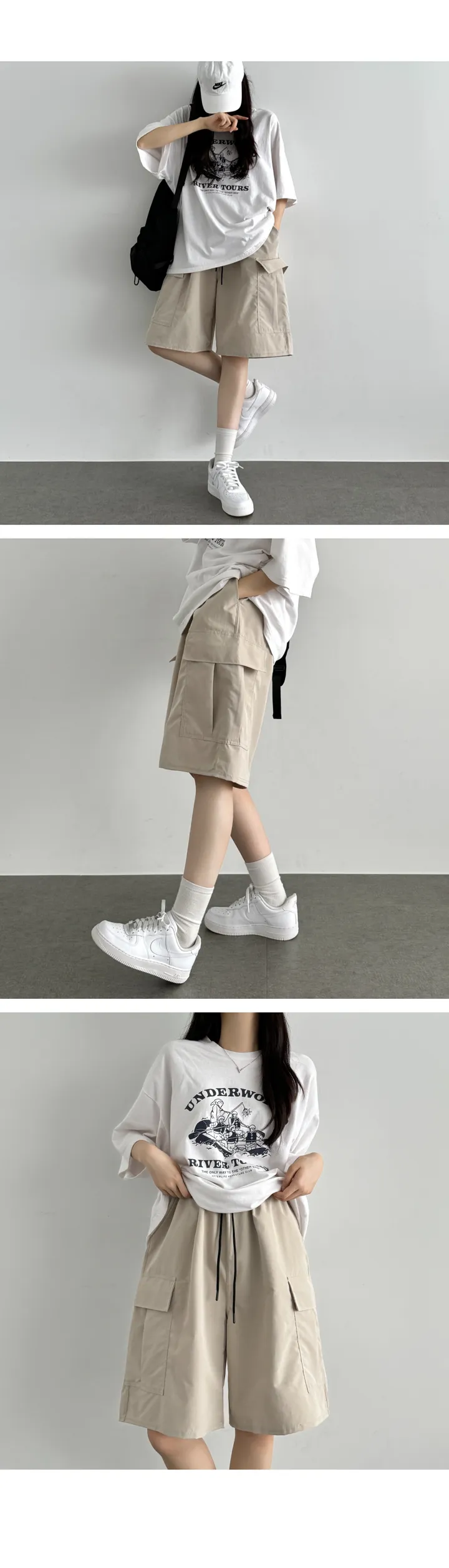 [빈티지/쿨팬츠❄] 나일론 립스톱 버뮤다 카고 팬츠 와이드 냉장고바지 상세 이미지 21