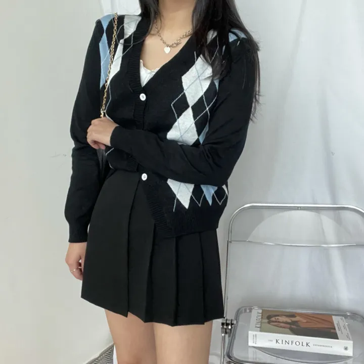 🚀빈티지 아가일  패턴 니트 가디건 1color 상세 이미지 10