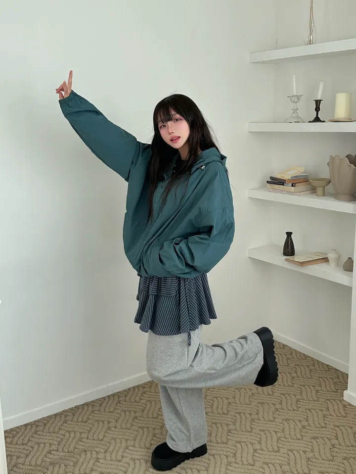 *여름가능ღ [UNISEX] 리사 후드 바람막이 점퍼 시스루 박시 윈드브레이커 (6color) 상세 이미지 3