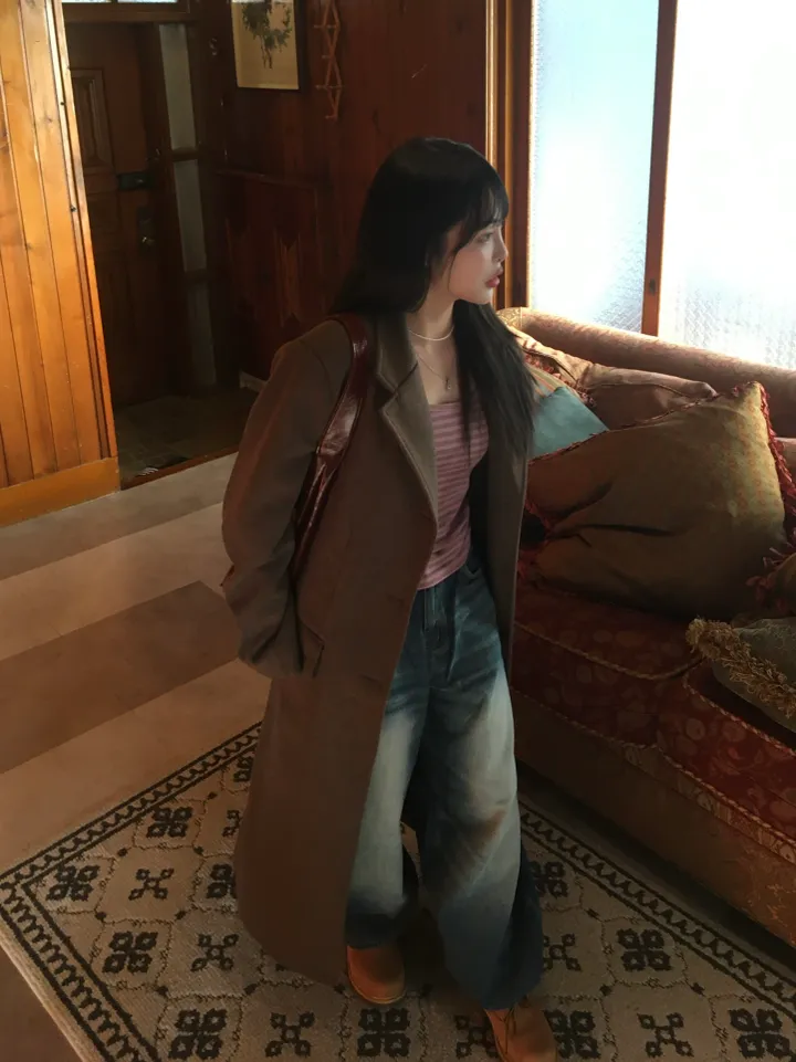 (*주문폭주*) (2 color) 무드 울 헤링본 롱코트 상세 이미지 7
