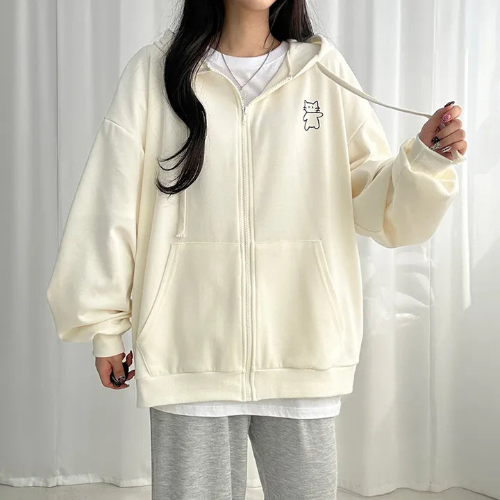 냥냥이 백레터링 오버핏 후드집업 ✔️후드집업 후드 집업 오버핏후드집업 캐릭터 뒷나염 교복후드집업 학생후드집업 빅사이즈 상세 이미지 5