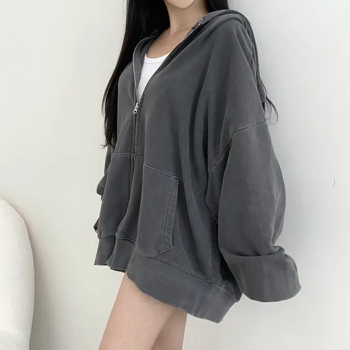 [커플템왕추천❤️/탄탄고퀄] 베이 피그먼트 쭈리 투웨이 후드집업 상세 이미지 11