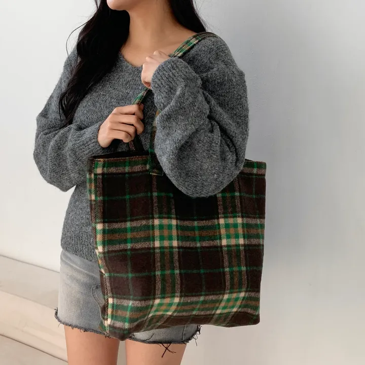 🌼2color🌼 윈터 체크 에코백🚚당일출고🚚 (그린, 네이비) 크리스마스, 연말파티, 겨울신상⛄︎ 상세 이미지 34