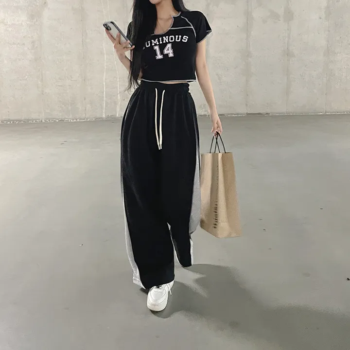 *7color*[롱다리핏/핏보장] 싸인 사이드 핀턱 배색 와이드팬츠 트레이닝 봄팬츠 백포켓 힙 트렌디 꾸안꾸 상세 이미지 49