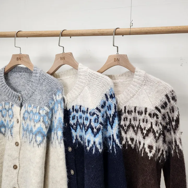 [당일발송] 3Color 앙고라 다이아 노르딕 니트 긴팔 가디건*1363 상세 이미지 33