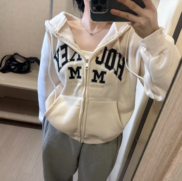 [핏예쁨/기모] 오버핏 자수 기모후드집업 상세 이미지 3