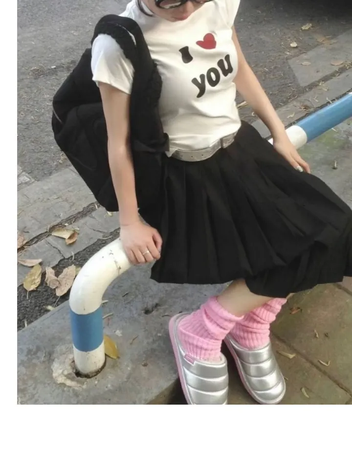 [키치/하이틴] 하트 반팔 티셔츠 상세 이미지 5