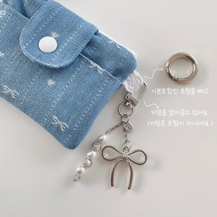 데님카드파우치 카드지갑 리본하트데님 모어앤드데이 상세 이미지 17
