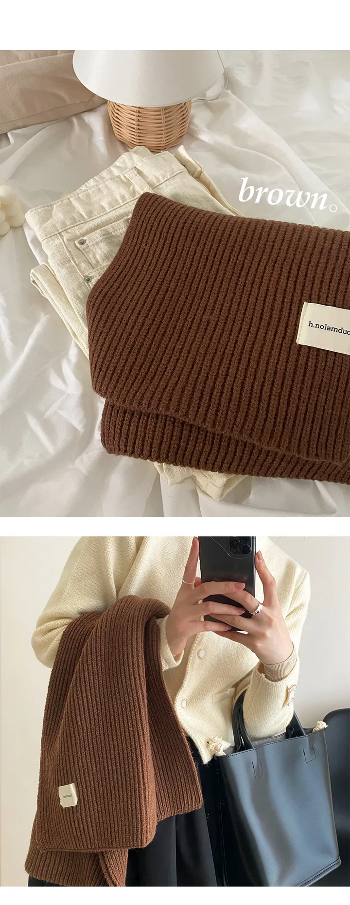 [당일출고❤️남녀공용] 데일리 숏 니트 머플러 무지 골지 커플 목도리 7color 상세 이미지 8
