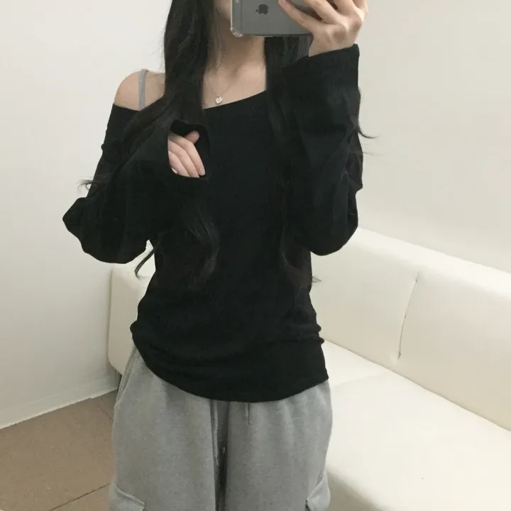 [-3kg/여리루즈핏!] 오프숄더 심플 루즈 여리 기본템 긴팔 티셔츠 (5color) 상세 이미지 22
