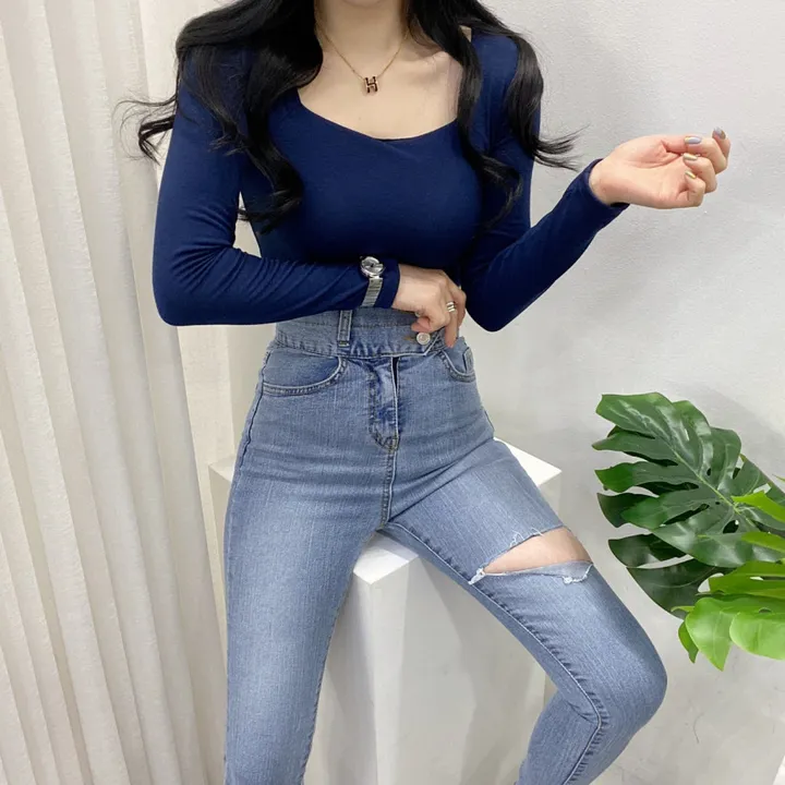 🚀당일발송🚀[묶음할인/기본템] 봄 가을 알프 셀리 스퀘어넥 긴팔 티셔츠 이너티 상세 이미지 47