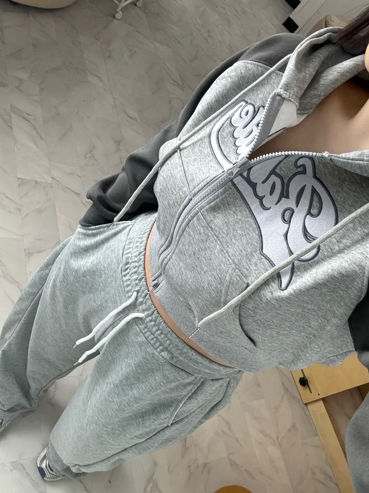 [데일리/투웨이]레터링 나그랑 투웨이 크롭 후드집업 상세 이미지 8