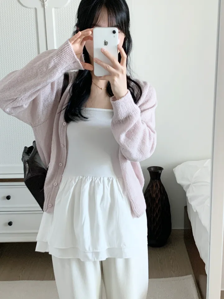 [보송/여리핏☁️] 바스 모헤어 가디건 (5color) 봄가디건/여름옷/데일리룩/데이트룩/벚꽃/나들이룩/핑크/니트/피크닉룩 상세 이미지 27