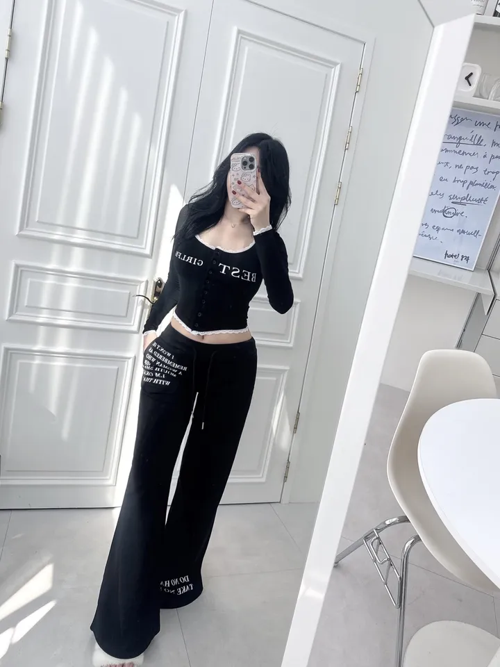 [몸매예뻐보이는💕] 로우 레터링 쓰리피스 트레이닝 세트 레이스나시  3ps 상세 이미지 2