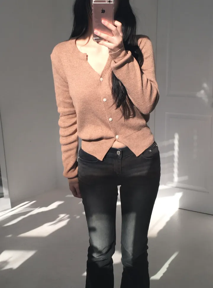 [신상/캐시미어🪡] 로제 여리핏 베이직 브이넥 니트 가디건 5colors 상세 이미지 25