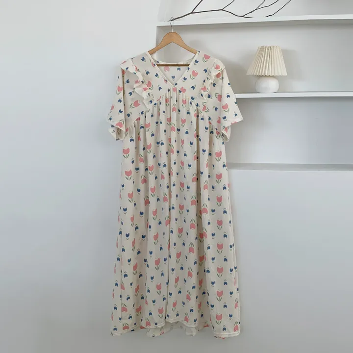빅사이즈 프릴 보들 브이넥 잠옷원피스 🩷NEW 디자인추가🍑 상세 이미지 41
