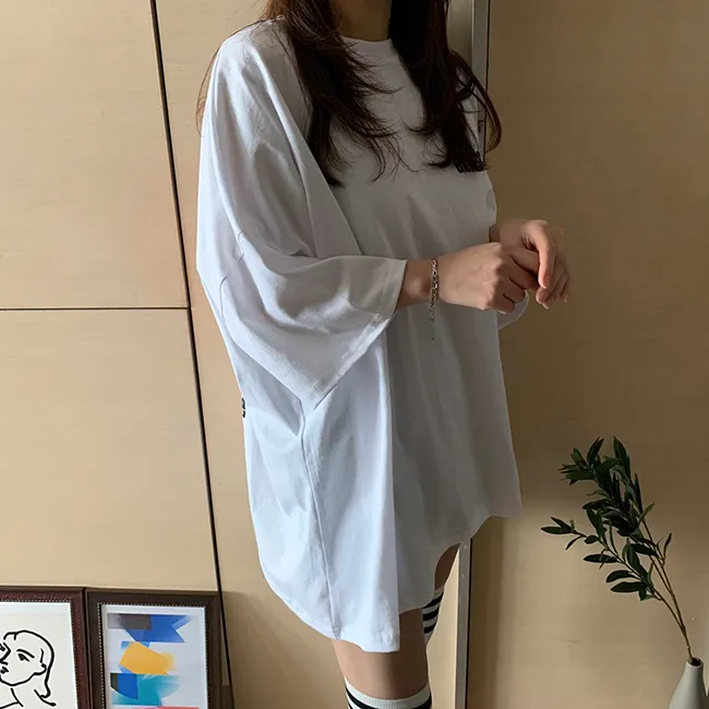 (🚀당일출발!/남여공용/빅사이즈) 루즈핏 오버 레터링 패치 반팔 티셔츠 3color 상세 이미지 5