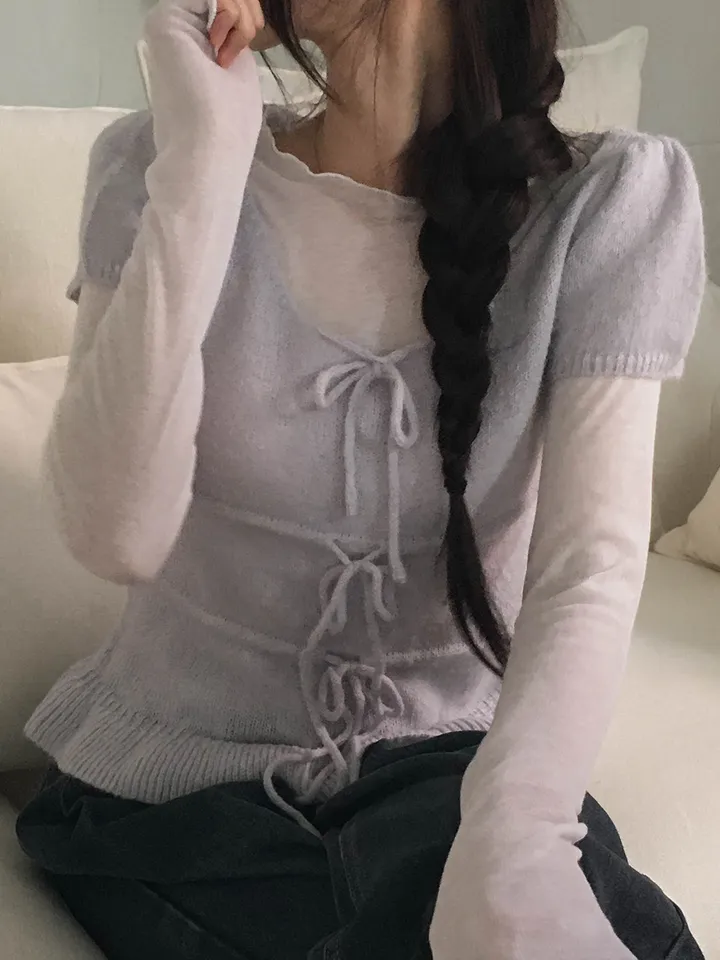 [여리색감/레이어드티] 다린 보트넥 물결 프릴 시스루 긴팔 티셔츠 4colors 상세 이미지 9