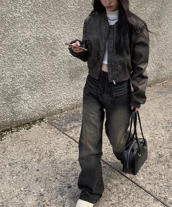 [인기✨][자켓맛집🖤]사루 레더 블루종 자켓