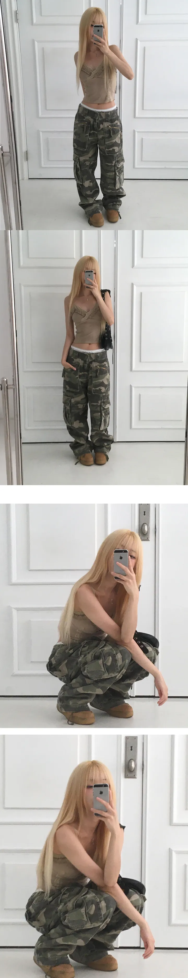 [모델코디소장🖤] 밀리터리 카모 카고 세미 와이드 팬츠-3color 상세 이미지 9