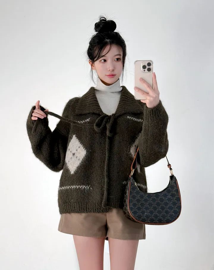 [여리핏💕] 아가일 카라 볼레로 가디건 상세 이미지 9