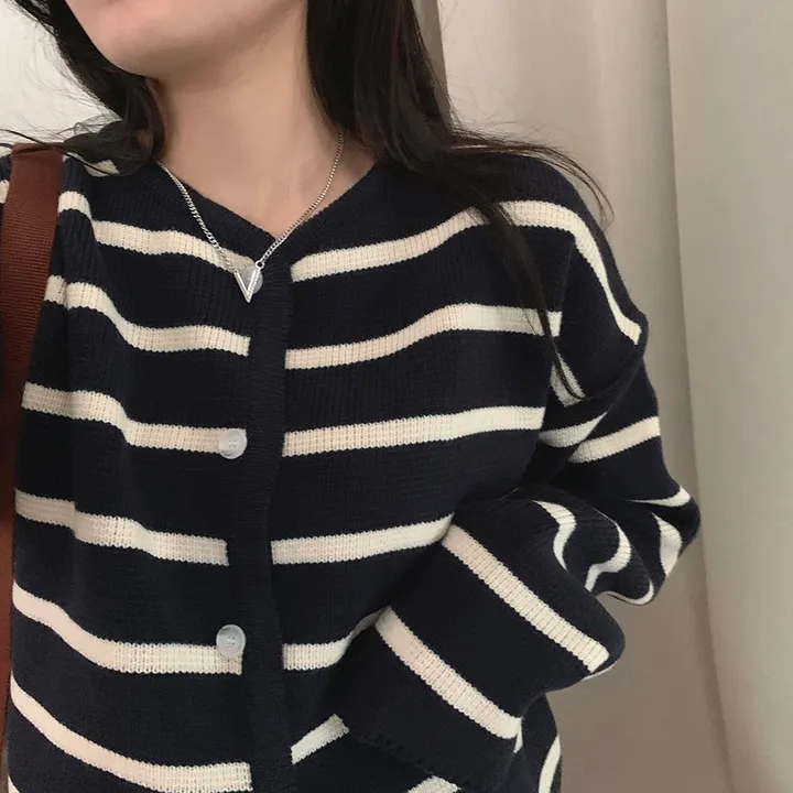 [데일리/꾸안꾸*.*] 파이 스트라이프 단가라 자켓 가디건 상세 이미지 30