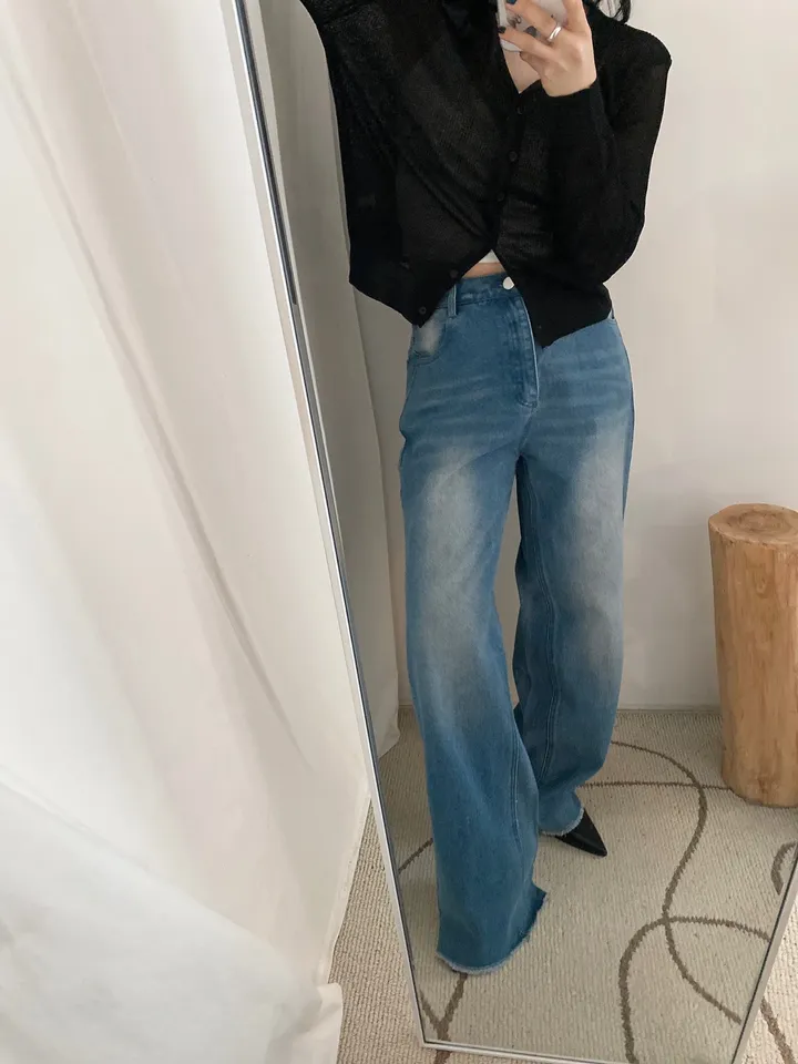 ハートプリントワイドデニムパンツ | ファッション通販サイト NUGU