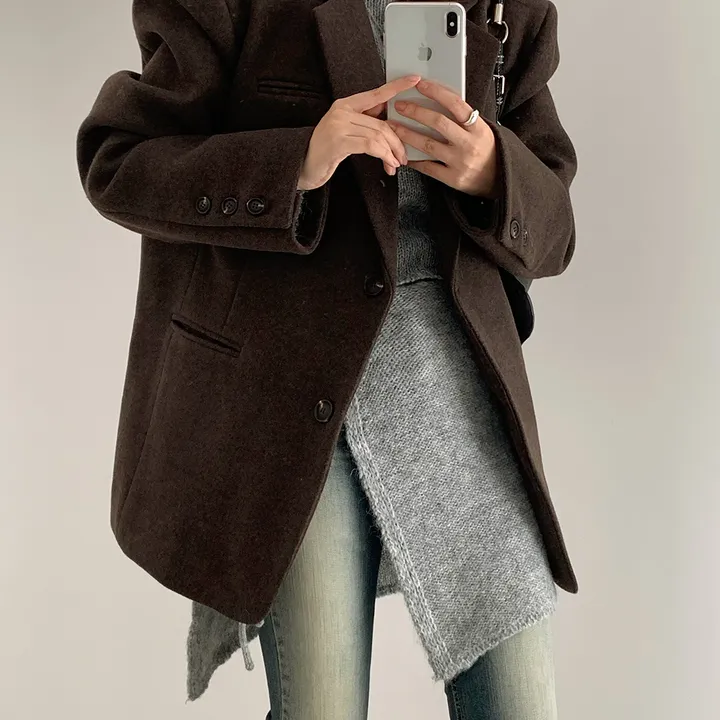 [wool100%/브랜드공정]  윈터 싱글 투버튼 카라 리얼 울 자켓 블레이저 - jk 상세 이미지 78