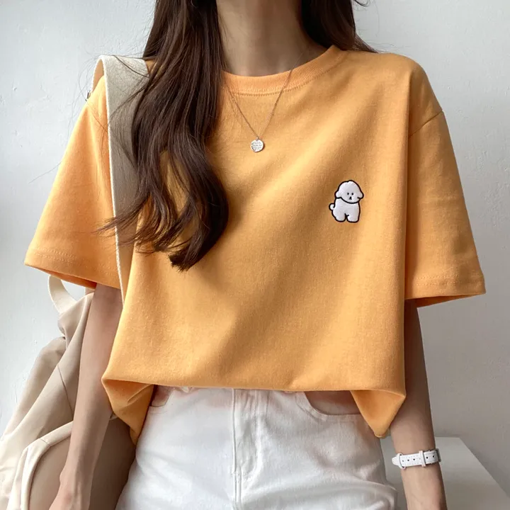 [묶음 할인/꾸안꾸] 귀여운 흰둥이 패치 반팔티 5color 상세 이미지 35