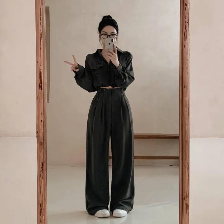 [간절기셋업!] 투웨이 포켓 스트링 남방 + 세미와이드 슬랙스 투피스 세트 2color 상세 이미지 2