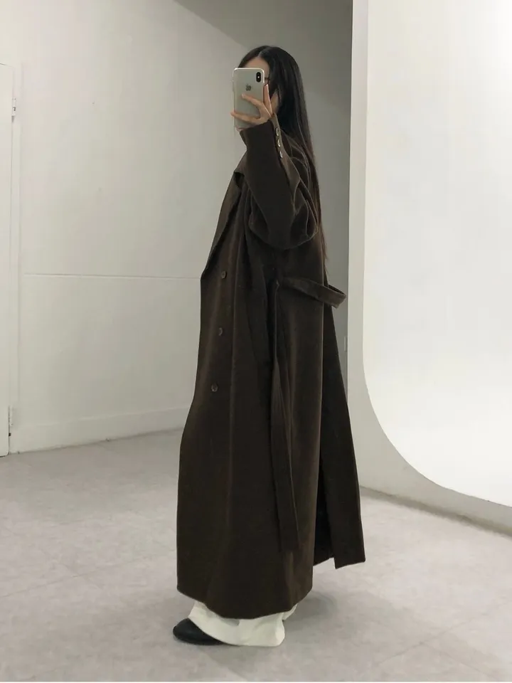 [Unisex] Mael maxi coat (3co) / 울 오버 루즈핏 누빔 안감 벨트 맥시 코트 상세 이미지 13