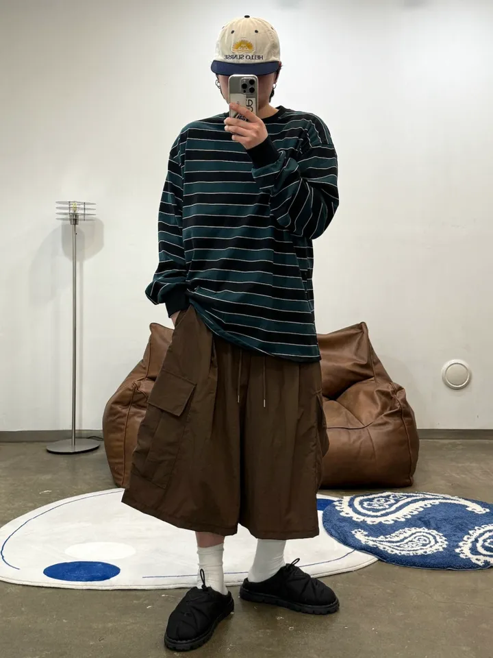 (누적 1000장)(4COLOR) 빅포켓 나일론 8부 카고팬츠 (카고반바지, 여름반바지, 8부팬츠, 와이드반바지, 카고하프팬츠, 나일론팬츠) 상세 이미지 5