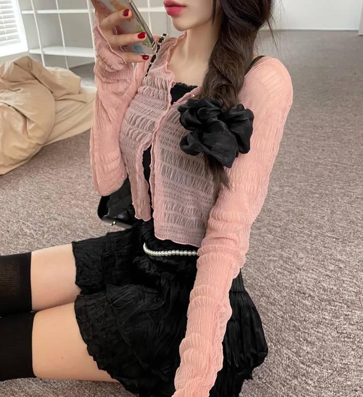 러핀 레이스 시스루 워머 가디건 상세 이미지 8