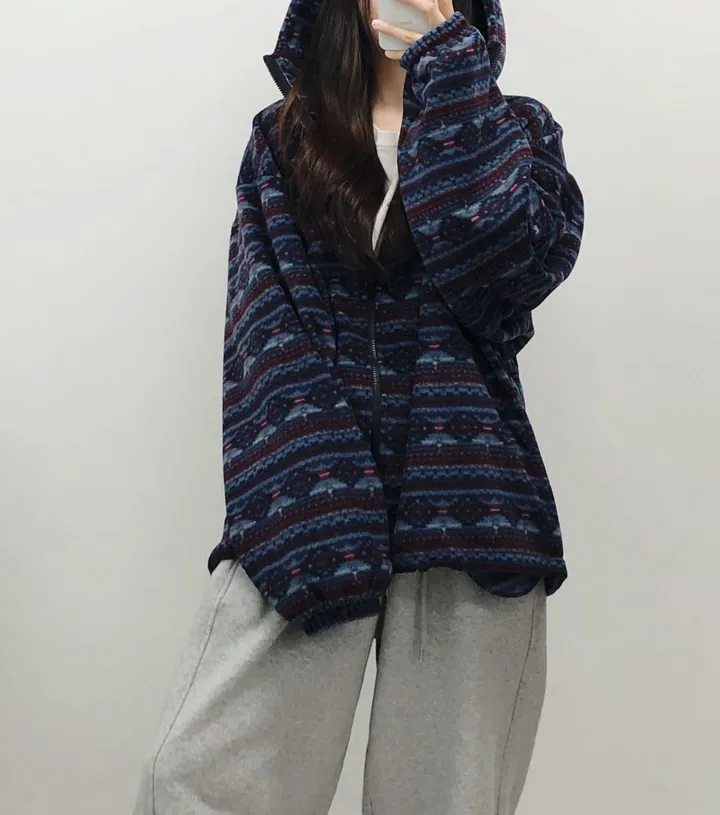 [유니크] 오버핏 후리스 투웨이 집업 후드 상세 이미지 21