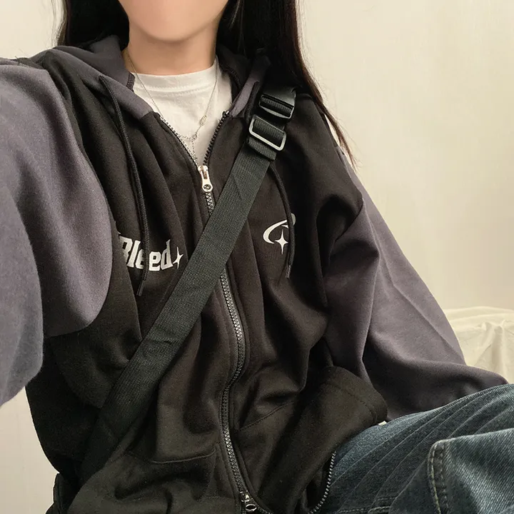 봄가을*[예쁜/스트릿!] 찰떡오버핏, 블리드 배색 투웨이 후드집업 3color 상세 이미지 9