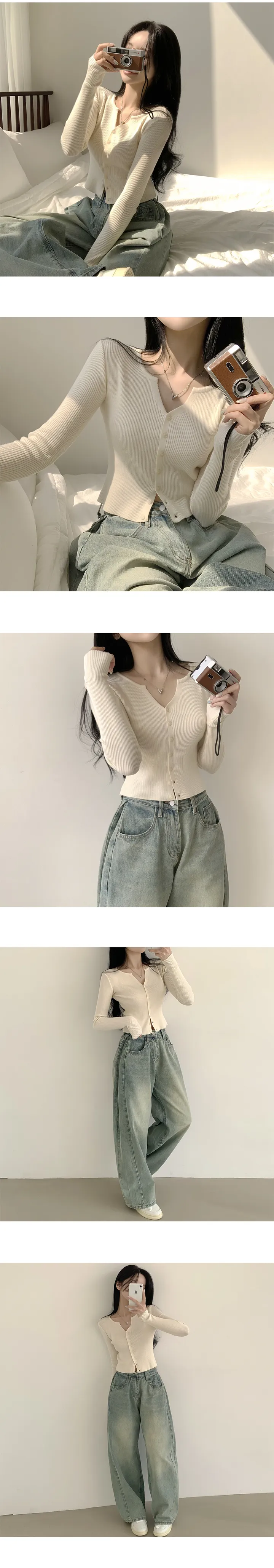 [말라보이는~/부드러워요] 기분 좋은 핏감, 골지 슬림핏 크롭 긴팔 니트가디건 (8color) 상세 이미지 2